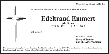 Traueranzeige von Edeltraud Emmert von Dinkelsbühl/ Feuchtwangen