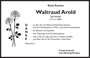 Traueranzeige von Waltraud Arold von Ansbach