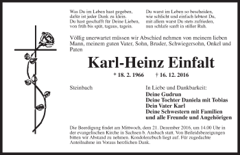 Traueranzeige von Karl-Heinz Einfalt von Ansbach