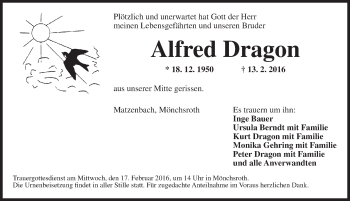 Traueranzeige von Alfred Dragon von Dinkelsbühl/ Feuchtwangen