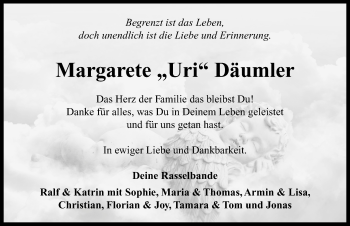 Traueranzeige von Margarete Däumler von Neustadt/ Scheinfeld/ Uffenheim