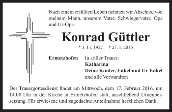 Traueranzeige von Konrad Güttler von Neustadt/ Scheinfeld/ Uffenheim