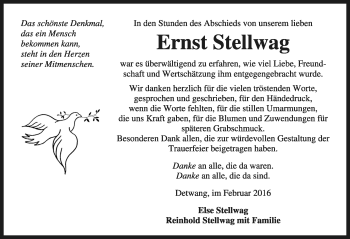 Traueranzeige von Ernst Stellwag von Rothenburg