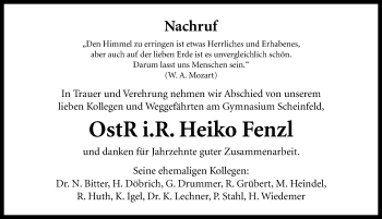 Traueranzeige von Heiko Fenzl von Neustadt/ Scheinfeld/ Uffenheim