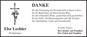 Traueranzeige von Else Lechler von Dinkelsbühl/ Feuchtwangen