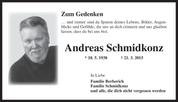 Traueranzeige von Andreas Schmidkonz von Ansbach