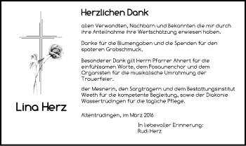 Traueranzeige von Lina Herz von Dinkelsbühl/ Feuchtwangen