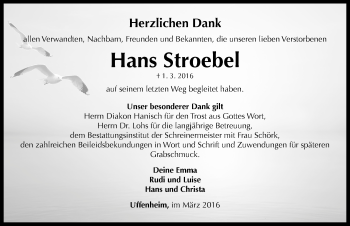 Traueranzeige von Hans Stroebel von Neustadt/ Scheinfeld/ Uffenheim