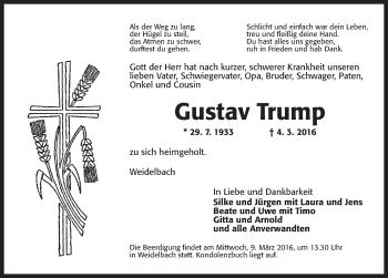 Traueranzeige von Gustav Trump von Dinkelsbühl/ Feuchtwangen