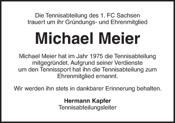 Traueranzeige von Michael Meier von Ansbach