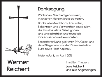 Traueranzeige von Werner Reichert von Dinkelsbühl/ Feuchtwangen