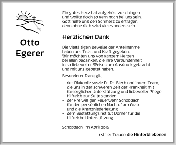 Traueranzeige von Otto Egerer von Dinkelsbühl/ Feuchtwangen