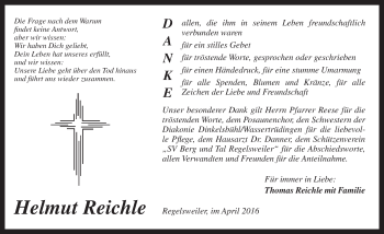 Traueranzeige von Helmut Reichle von Dinkelsbühl/ Feuchtwangen