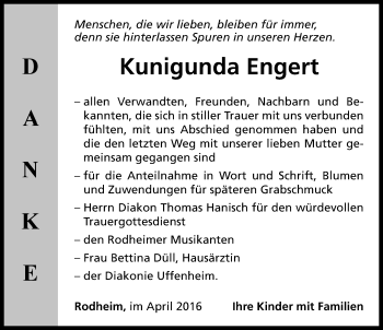 Traueranzeige von Kunigunda Engert von Neustadt/ Scheinfeld/ Uffenheim