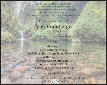 Traueranzeige von Peter Bromberger von Rothenburg