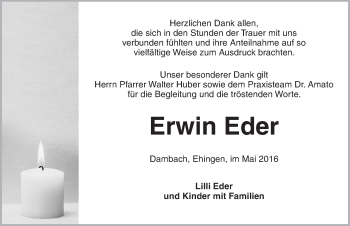 Traueranzeige von Erwin Eder von Dinkelsbühl/ Feuchtwangen