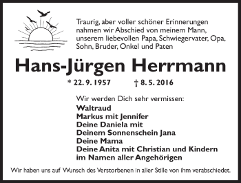 Traueranzeige von Hans-Jürgen Herrmann von Ansbach