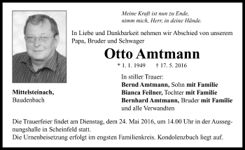 Traueranzeige von Otto Amtmann von Neustadt/ Scheinfeld/ Uffenheim