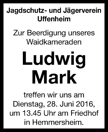 Traueranzeige von Ludwig Mark von Neustadt/ Scheinfeld/ Uffenheim