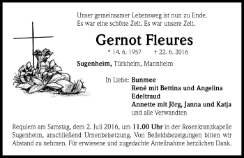Traueranzeige von Gernot Fleures von Neustadt/ Scheinfeld/ Uffenheim