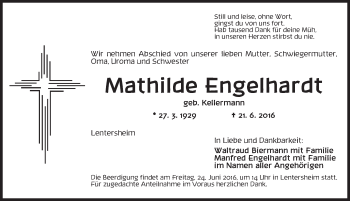 Traueranzeige von Mathilde Engelhardt von Dinkelsbühl/ Feuchtwangen