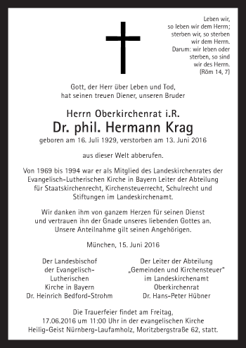 Traueranzeige von Hermann Krag von Gesamtausgabe