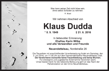 Traueranzeigen Von Klaus Dudda Trauer Flz De