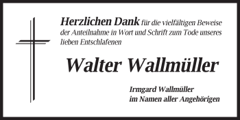Traueranzeige von Walter Wallmüller von Ansbach