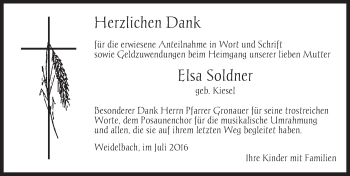 Traueranzeige von Elsa Soldner von Dinkelsbühl/ Feuchtwangen