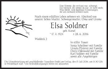 Traueranzeige von Elsa Soldner von Dinkelsbühl/ Feuchtwangen