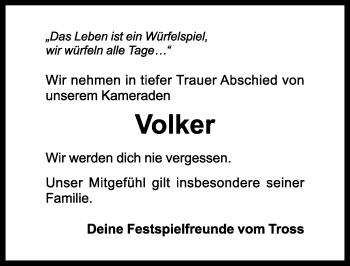 Traueranzeige von Volker Jakob von Rothenburg