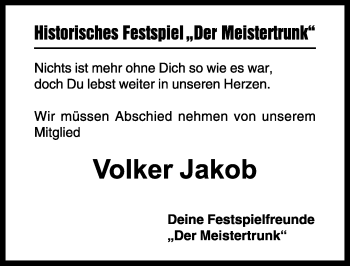 Traueranzeige von Volker Jakob von Rothenburg