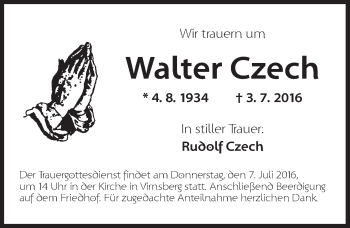 Traueranzeige von Walter Czech von Ansbach