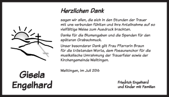 Traueranzeige von Gisela Engelhard von Dinkelsbühl/ Feuchtwangen