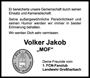 Traueranzeige von Volker Jakob von Rothenburg