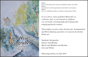 Traueranzeige von Karl-Heinz Steingruber von Dinkelsbühl/ Feuchtwangen