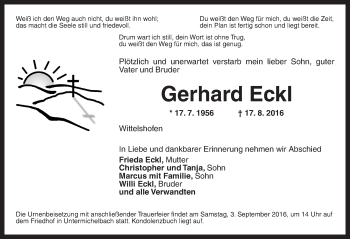 Traueranzeige von Gerhard Eckl von Dinkelsbühl/ Feuchtwangen