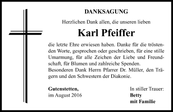 Traueranzeige von Karl Pfeiffer von Neustadt/ Scheinfeld/ Uffenheim