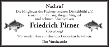 Traueranzeige von Friedrich Pirner von Dinkelsbühl/ Feuchtwangen