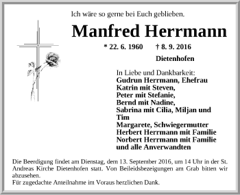 Traueranzeige von Manfred Herrmann von Neustadt/ Scheinfeld/ Uffenheim