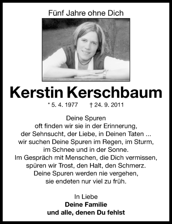 Traueranzeige von Kerstin Kerschbaum von Neustadt/ Scheinfeld/ Uffenheim