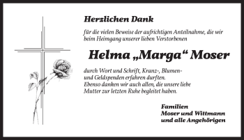 Traueranzeige von Helma Marga Moser von Ansbach