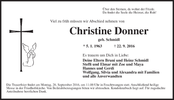 Traueranzeige von Christine Donner von Dinkelsbühl/ Feuchtwangen