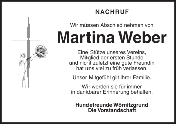 Traueranzeige von Martina Weber von Dinkelsbühl/ Feuchtwangen