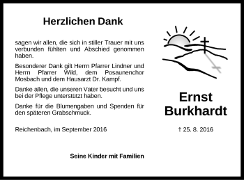 Traueranzeige von Ernst Burkhardt von Dinkelsbühl/ Feuchtwangen