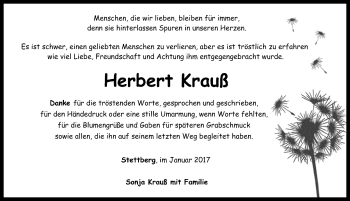 Traueranzeige von Herbert Krauß von Rothenburg