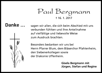 Traueranzeige von Paul Bergmann von Neustadt/ Scheinfeld/ Uffenheim