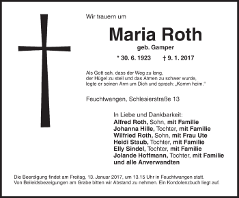 Traueranzeige von Maria Roth von Dinkelsbühl/ Feuchtwangen