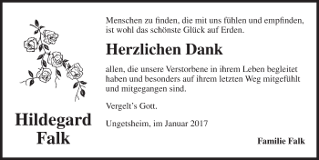 Traueranzeige von Hildegard Falk von Dinkelsbühl/ Feuchtwangen