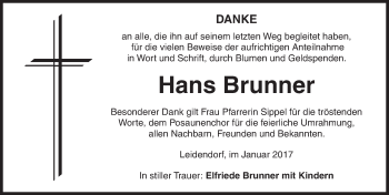 Traueranzeige von Hans Brunner von Ansbach